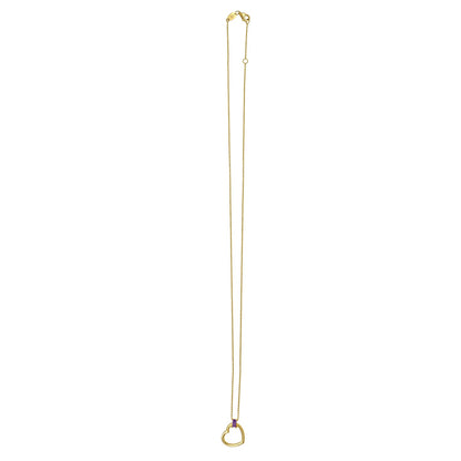 Amethyst Baguette Heart Necklace in 14K Yellow Gold
