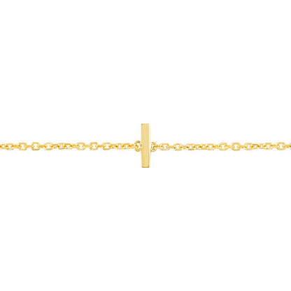 14K Yellow Gold Mini Initial I Bracelet